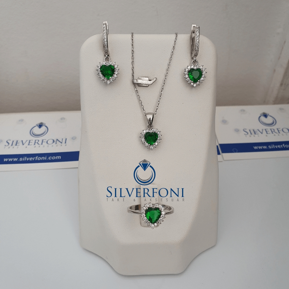 Silverfoni Elmas Montür Green Kalp Montür  Bayan Set